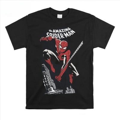 Marvel The Amazing Spider-Man T-shirt Grafica Retro City Swing, Maglietta Stile Fumetto Classico, Top Casual Unisex Supereroe
