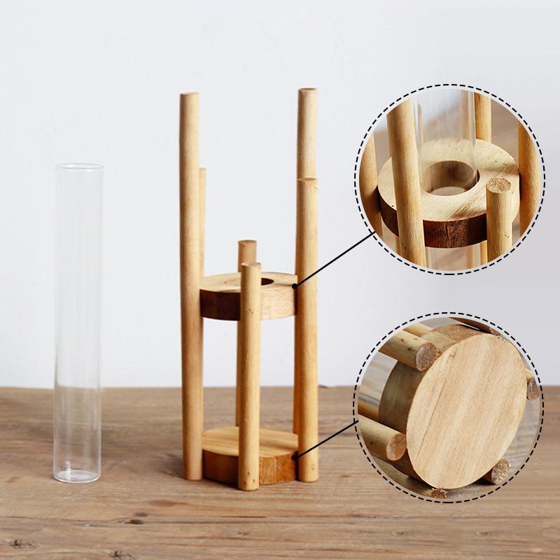 Hydroponic Flower Arrangement Vase Solid Wood Flower Ware Test Tube Vase Flower Holder
