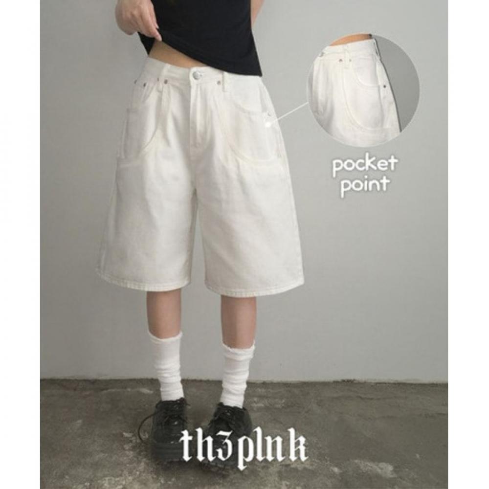 The Pink High Waist Double Pocket Wide Bermuda Pants