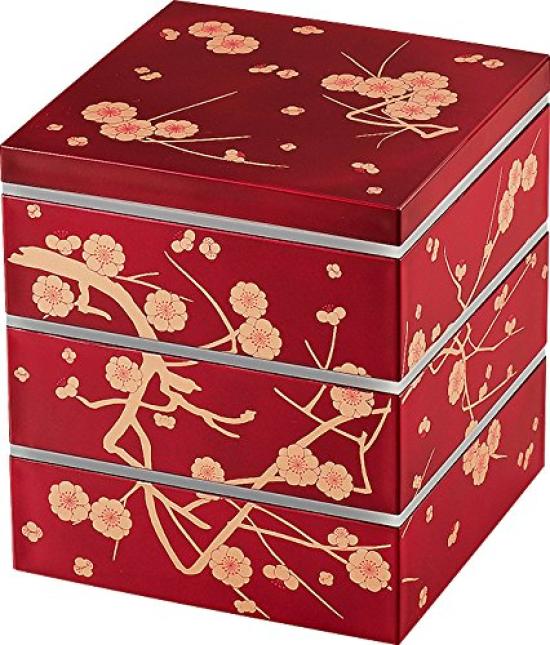 Masakazu Yamato with Old Plum Akane Three-Tiered Box, 5.0cm, Sticker, Blossom,