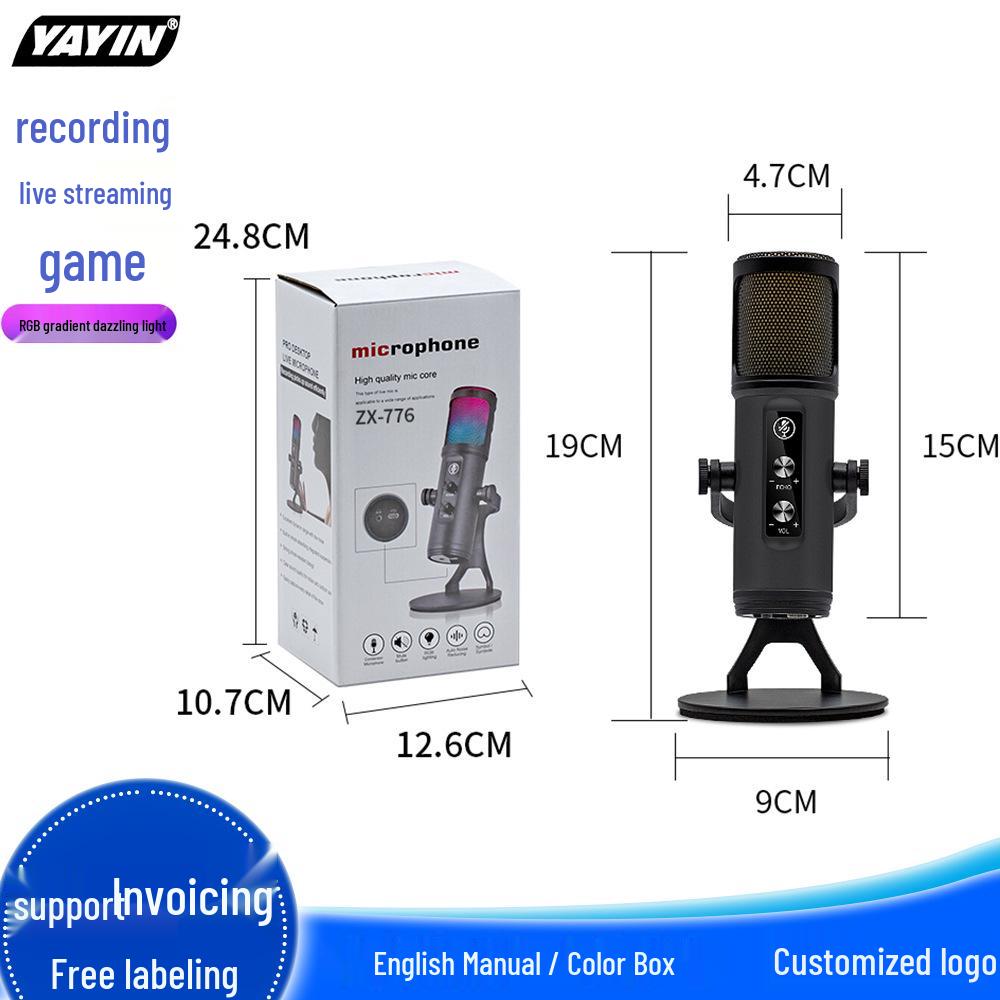 RGB USB Condenser Microphone for Mobile, PC, Live Streaming, Gaming & Recording