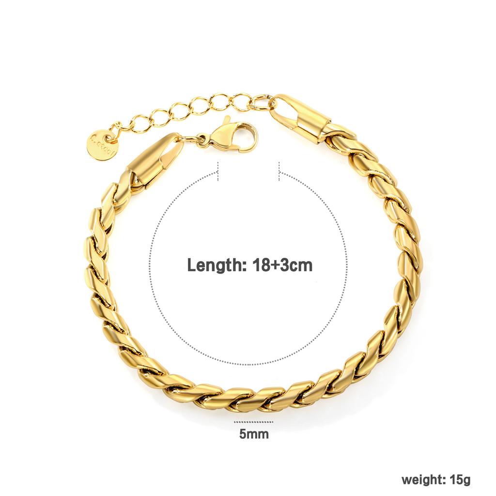 Stainless Steel Bracelet Metal Thick Chain 18K Gold Plated Bracelet Jewelry