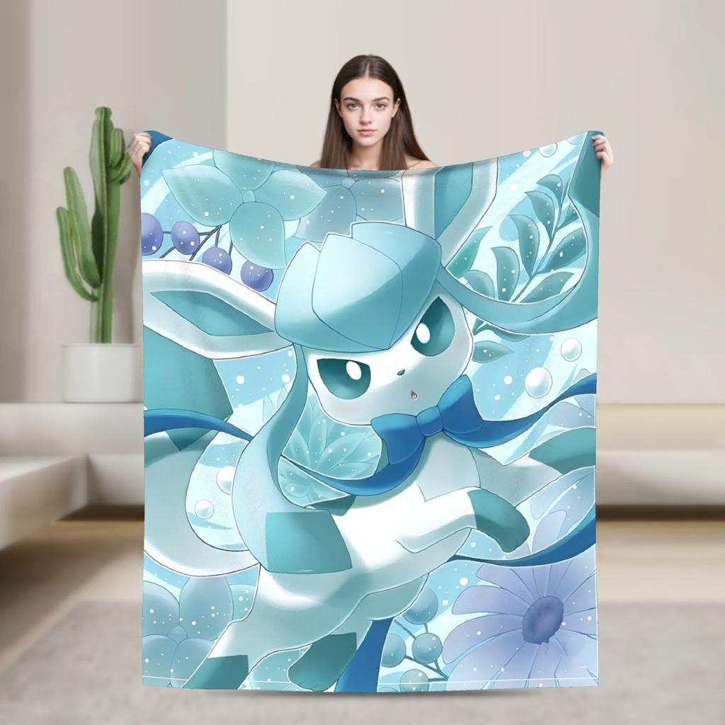 Manga Glaceons Nacht-Thema Decke Reise Büro Flanell Überwurfdecke Für Draußen Warm Weich Pokemon-Design Qualität Tagesdecke Geschenk