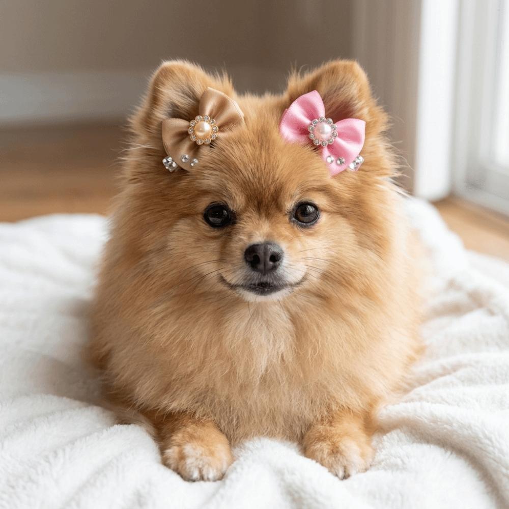 20pcs Soft Fabric Dog Hair Bows Assorted Colors Small Size Puppy Hair Rubber Bands Elastic Rubber Band Bow Knot Shape