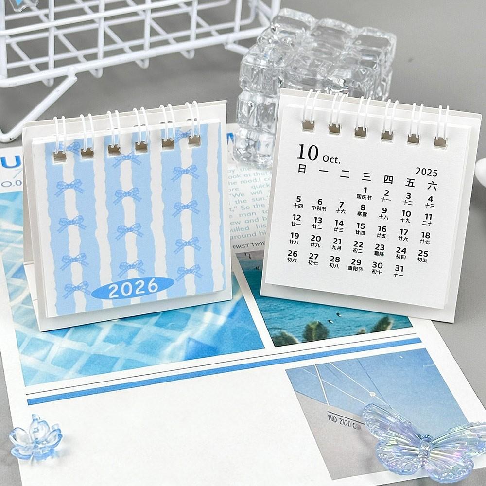 Bow 2026 Desk Calendar Coil Binding Daily Planner Creative Desktop Calendar Desktop Decoration