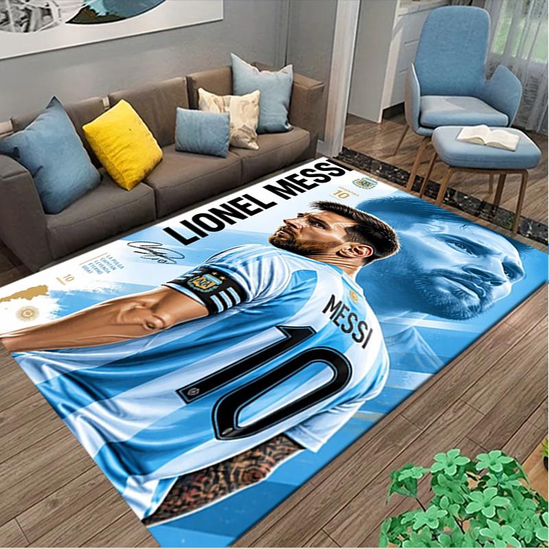 1pc Football Star Messi Printed Chair Rug for Home Office Use, Living Room Kitchen Game Room Area Carpet