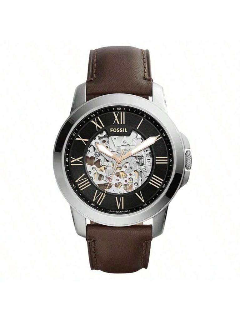 Fossil Men's Automatic Mechanical Leather 3-Hand Watch with Stainless Steel Case & Scratch-Resistant Glass ME3100