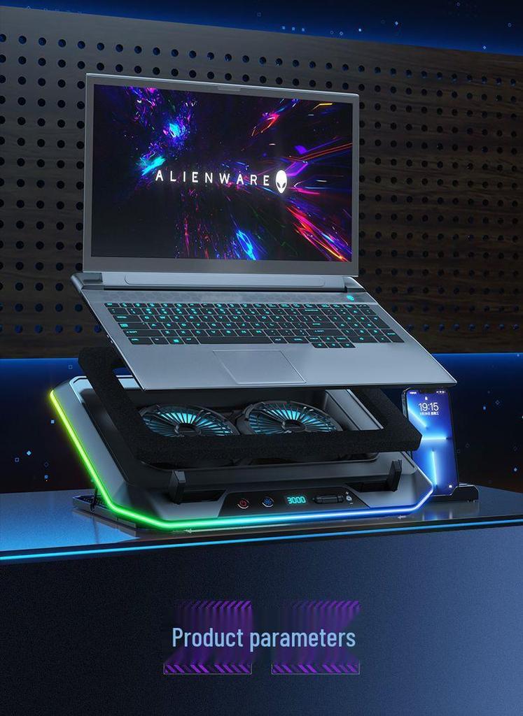 Gaming Laptop Cooling Stand with Silent Air-Cooled Fan for Efficient Heat Dissipation