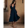Silk Style House Same Style French Style Elegant Sexy Deep V Backless Hanging Neck Draping Effect Waist Hugging Slimming Dress