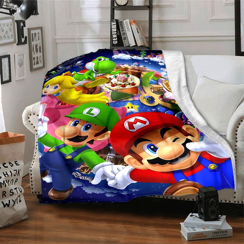 1 vnt. Mario Party minkštas ir šiltas flanelės pledas, daugiafunkcis pledas ant sofos, fotelio, biuro, lovos, stovyklavimui, kelionėms