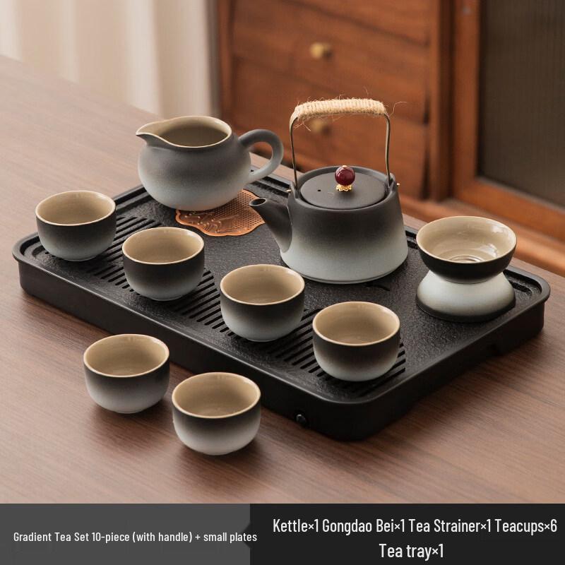 Coarse Pottery Kung Fu Tea Set with Lifting Beam Teapot