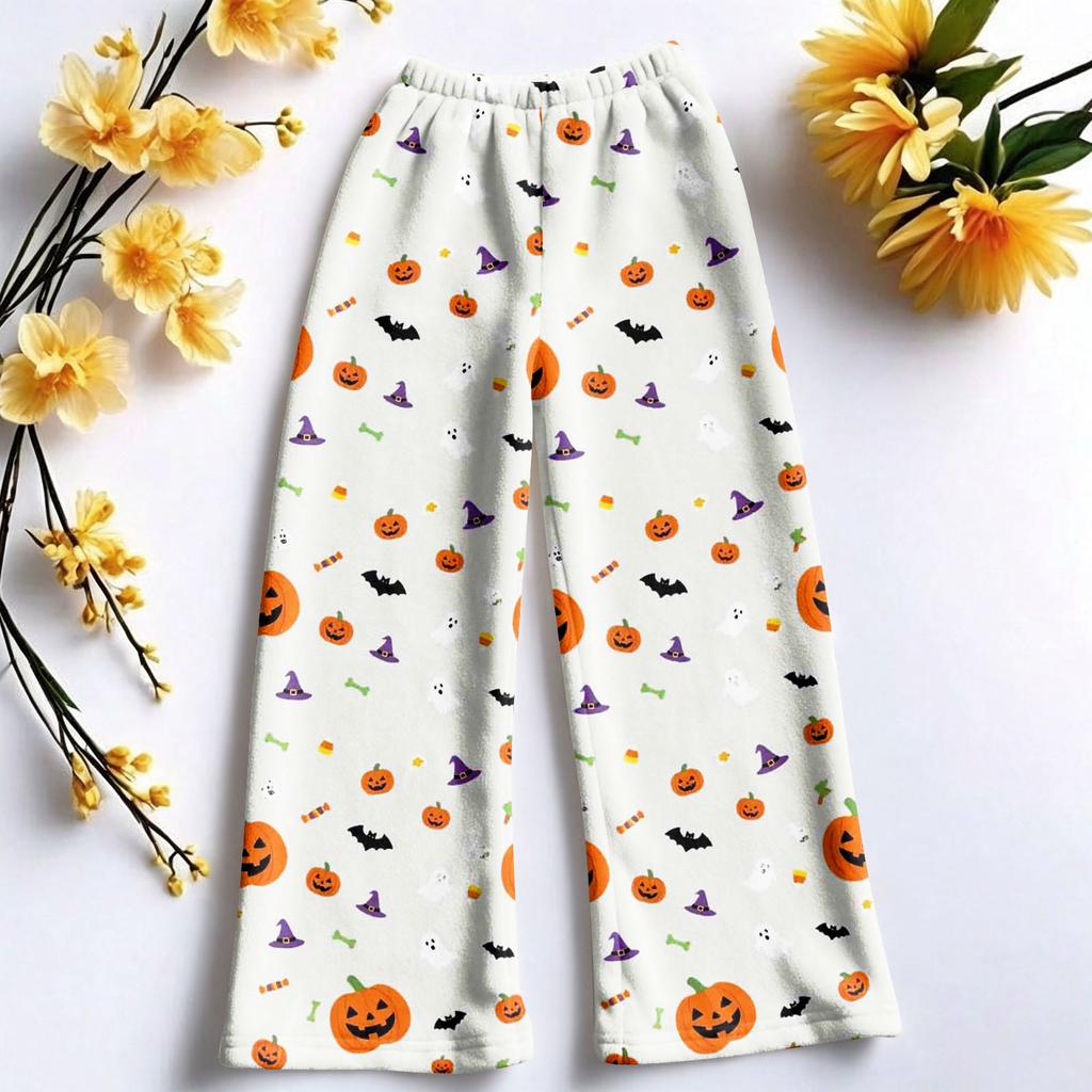 Damen Flanell Schlafanzughose für Halloween Gerade geschnitten Feiertags Loungewear Nachtwäsche