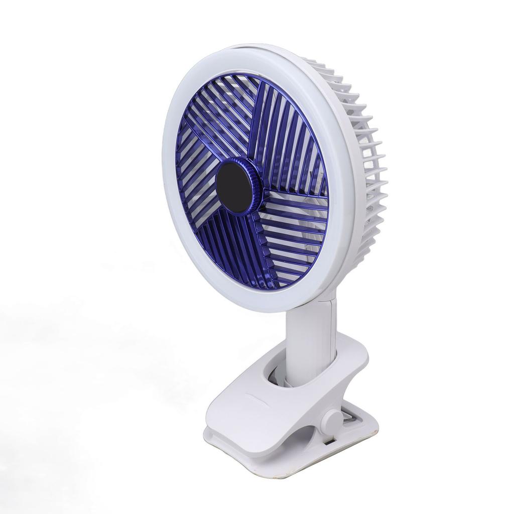 Clip On Fan with LED Light Foldable Handheld Fan with Strong Clamp Battery Operated Rechargeable Desk Fan for Bed