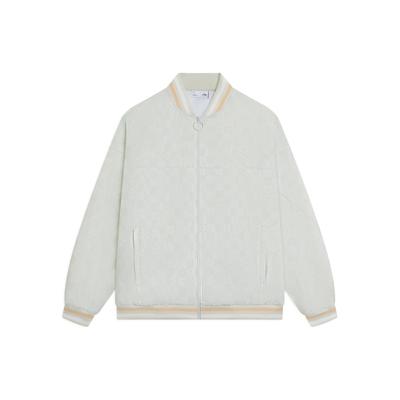 Pure Color Logo Embroidery Zip Jacket Men Jacket White AJDS351-1