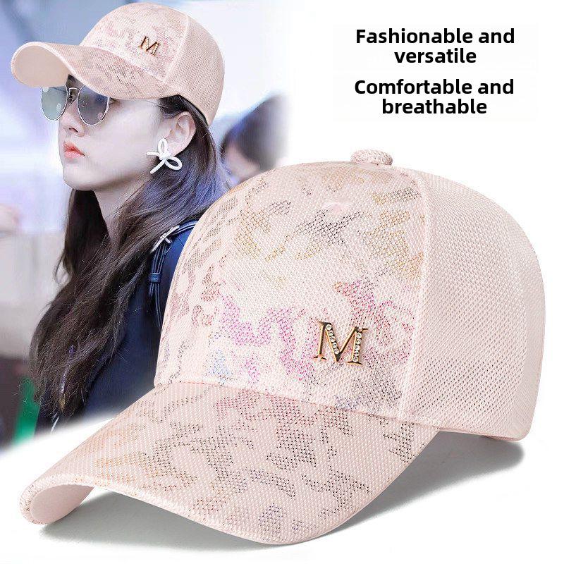 Women's Summer Mesh Duckbill Cap with Colorful Rhinestones – Trendy Japanese Street Style Baseball Hat
