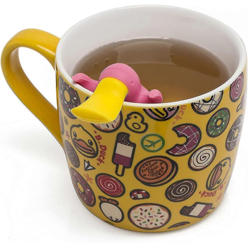 Tea Infuser Loose Tea Gift Set, Cute Platypus Couple Tea Strainer In Lovely Gift Box, Set Of 2, Gray And Pink