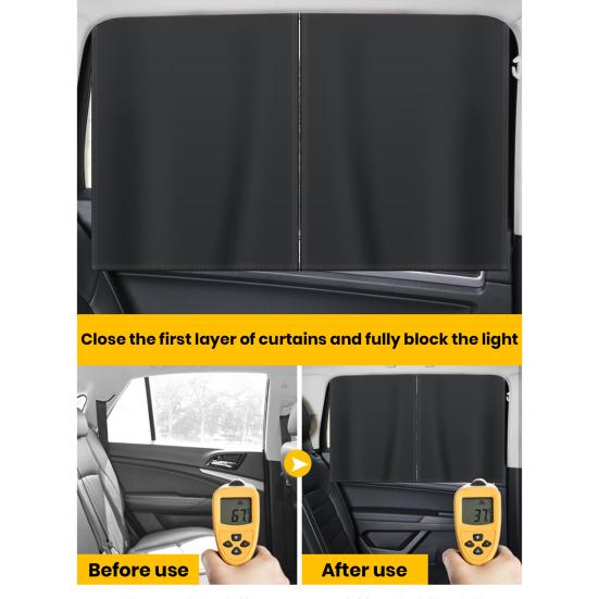 Car Side Window Sunshade Cover Double Layer Car Privacy Curtain Strong Magnetic Adsorption Simple Installation UV-Proof Auto Windshield Sunshade