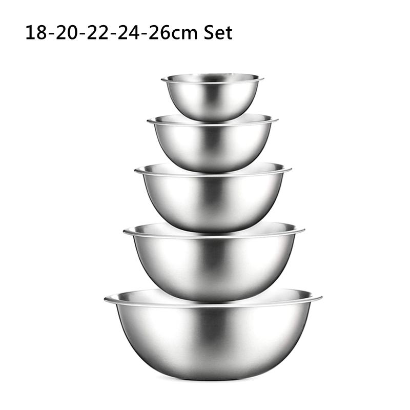 Set boluri de salată din oțel inoxidabil 304 de capacitate mare de 16-32 cm, bol pentru amestecare, pentru prepararea de bucătărie, recipient pentru depozitarea legumelor