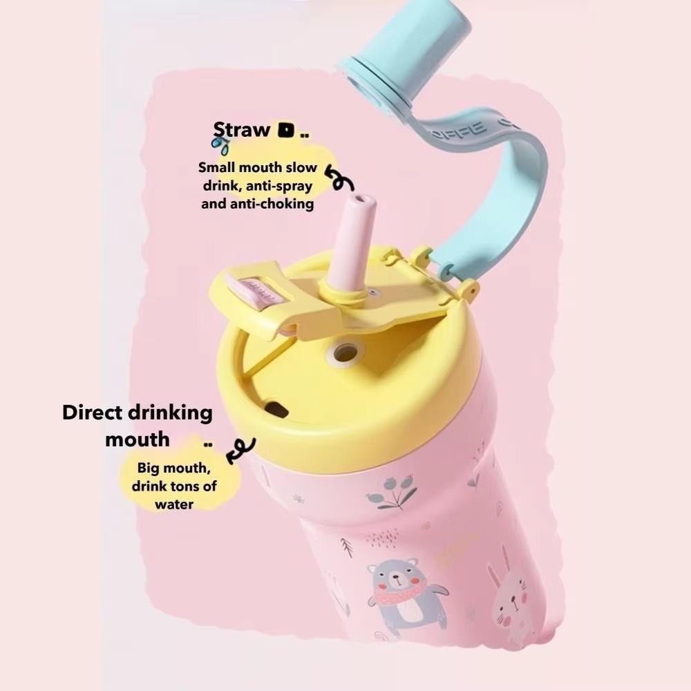 Ceramic Inner Liner Vacuum Cup Double-drinking Straw Thermos Cup Insulation Cup  Outdoor Camping