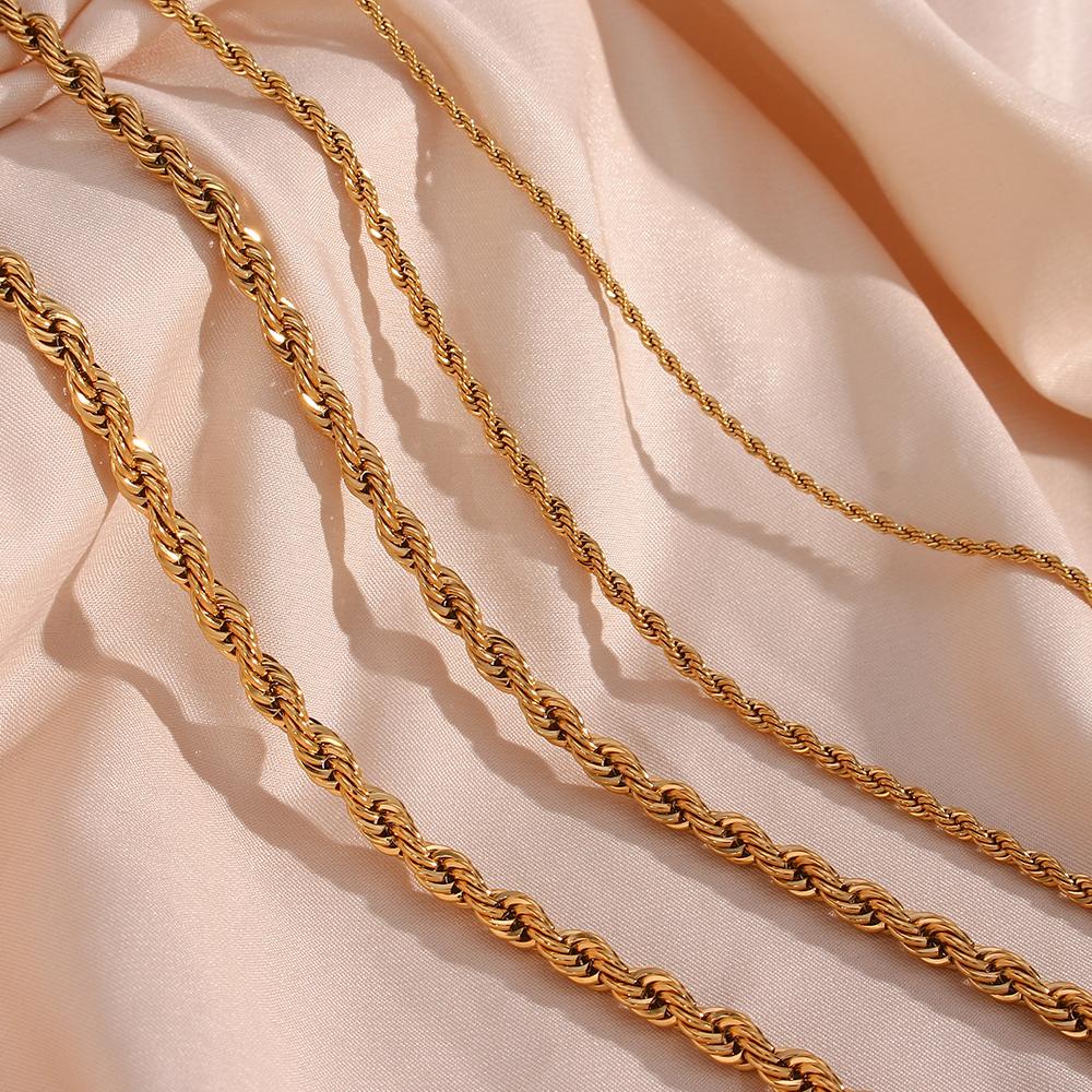 Minimalistisches Basic Goldfarbe Gedrehte Seilkette Choker Halsketten Für Frauen Edelstahl Schmuck Goldene Halskette