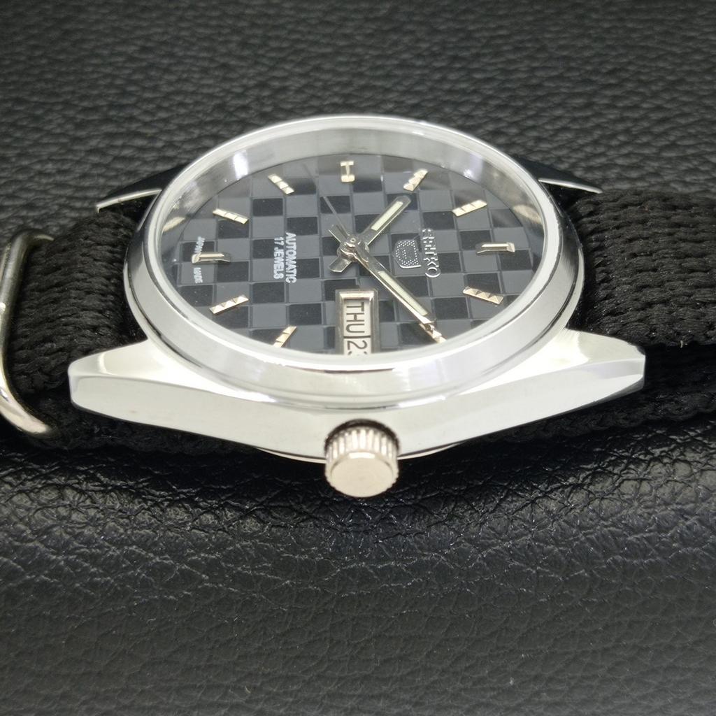 REFURBISHED JAPAN SEIKO 5 6309A AUTOMATIC MENS BLACK COLOR DIAL WATCH A440303-4 Sk-a440303