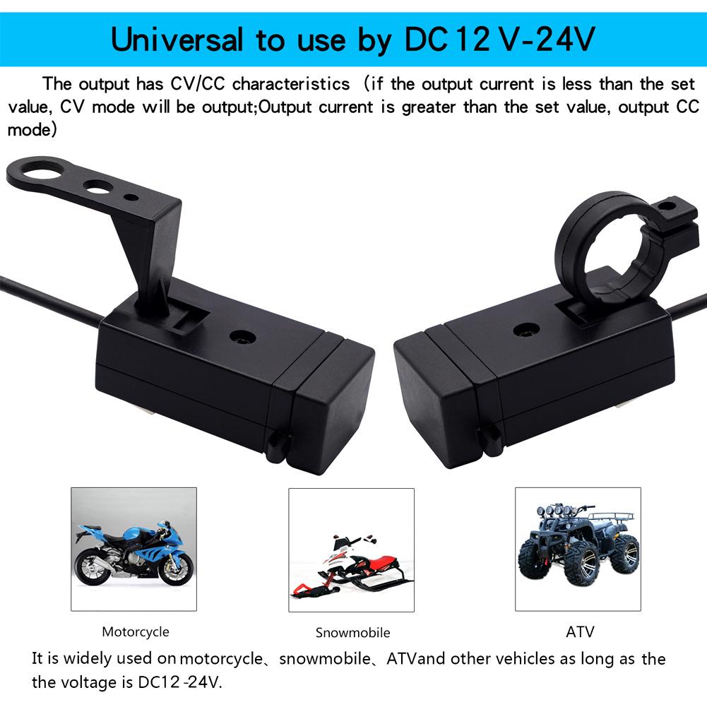 12 24V Universal Motorcycle Mobile Phone Charger with Switch Dual USB QC3.0 Fast Charge