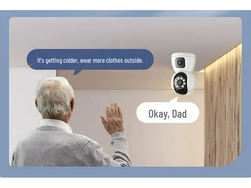 360° Dual-Lens Wireless Indoor Surveillance Camera with Dual-Screen and WiFi
