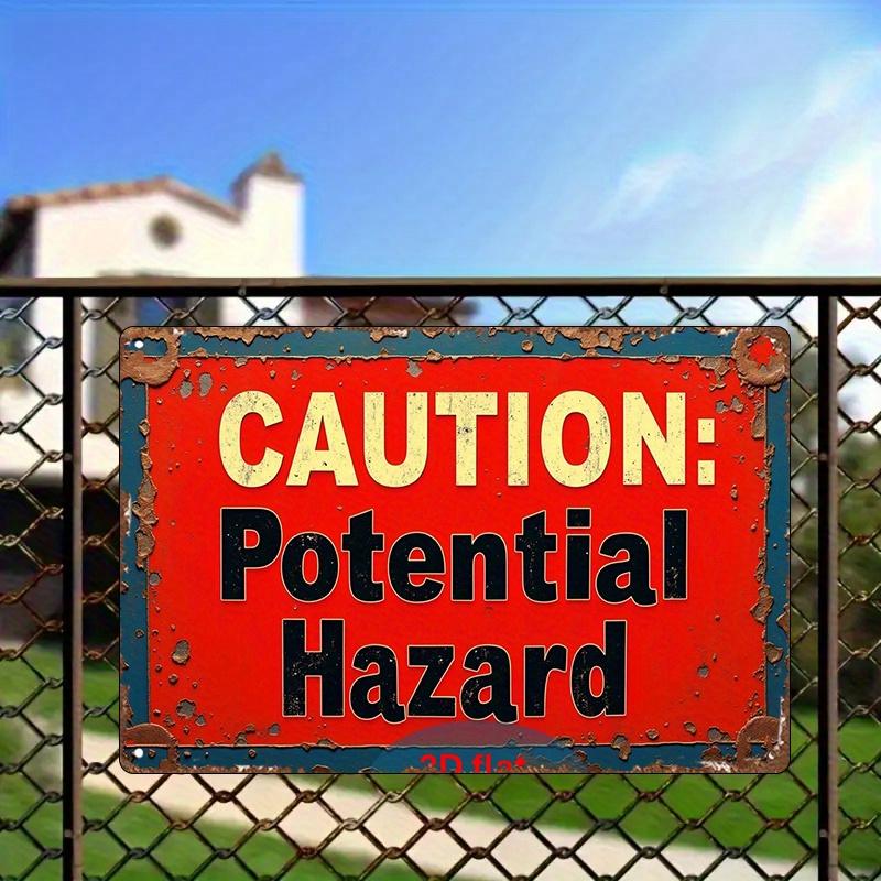 

Vintage Metal Warning Sign Rustic Red Black CAUTION Potential Hazard Decorative Plaque for Home Garden Cafe Restau 20x30cm（7.8x11.8inch）