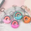 Nøglering Tegneserie Design Donut Form Regnbue Dekoration Hængende Ufalmende Perfekt Gave Levende Farve Børns Skoletaske Rygsæk Nøglering Taske Pynt