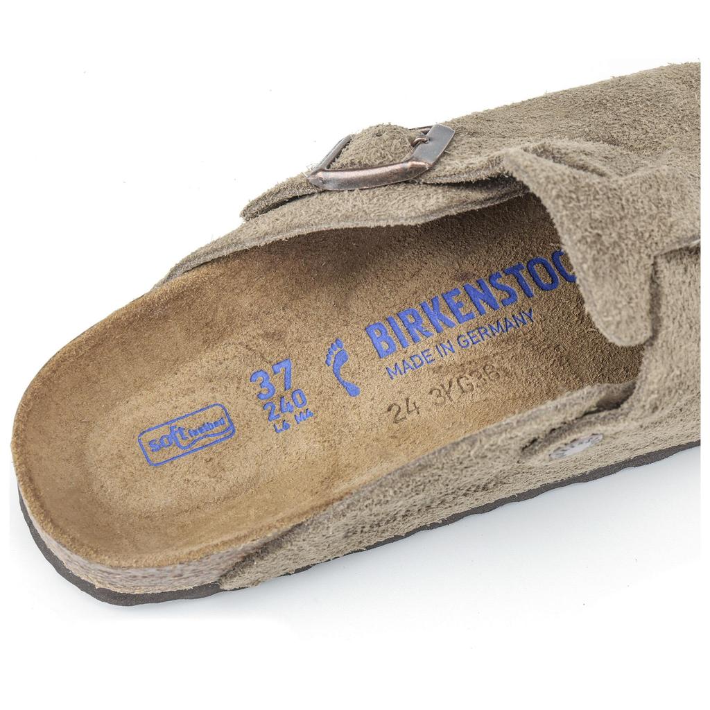 Birkenstock Boston Soft Footbed Suede Narrow Fit Taupe Unisex Sneakers Tan 0560773