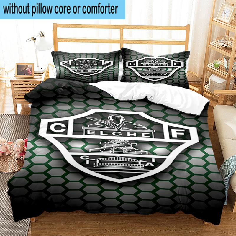 3PCS Football Elche Crest Design Bedding Set,Including 1pc Duvet Cover And 2pcs Pillowcases Perfect for Bedroom, Dormitory, Fan Christmas gift