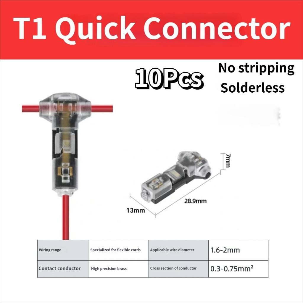 10/20Pcs Wire Connectors Direct Plug-in & T-Type Quick Splice, No-solder No-peel Waterproof Locking Cable Clamps for Car & Home Wiring Free Tool