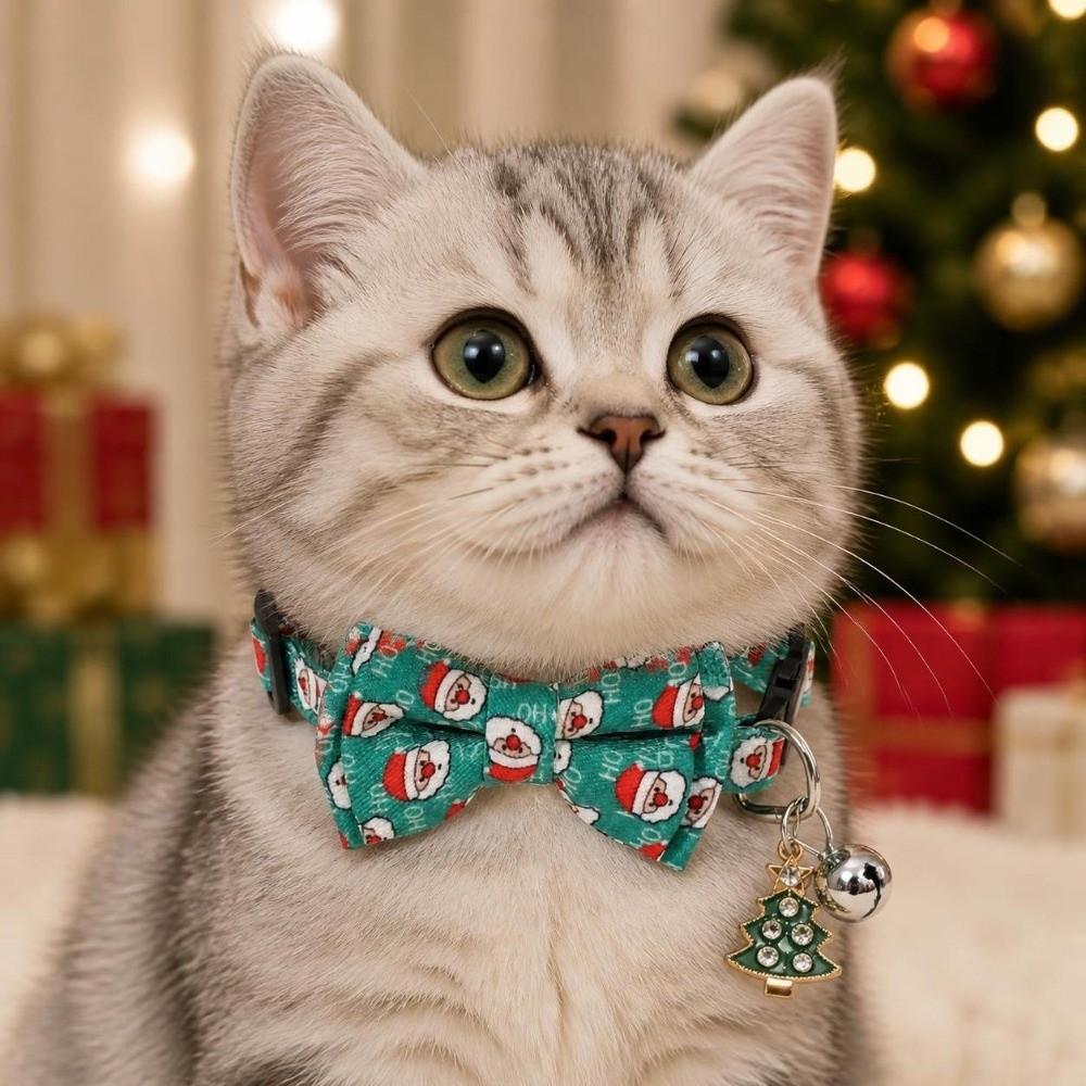 Adjustable Christmas Cat Collar Detachable Safety Breakaway Collar Pet Bow Tie Collar Daily