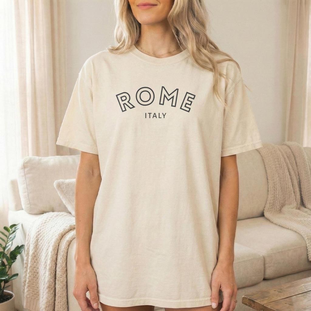 Rom Italien T-Shirt _ Reise-T-Shirt im Vintage-Stil, Weiche Baumwolle Streetwear Trendige Baumwolle Y2k Kurze Ärmel Klassisch Oversized Unisex Harajuku hohe Qualität