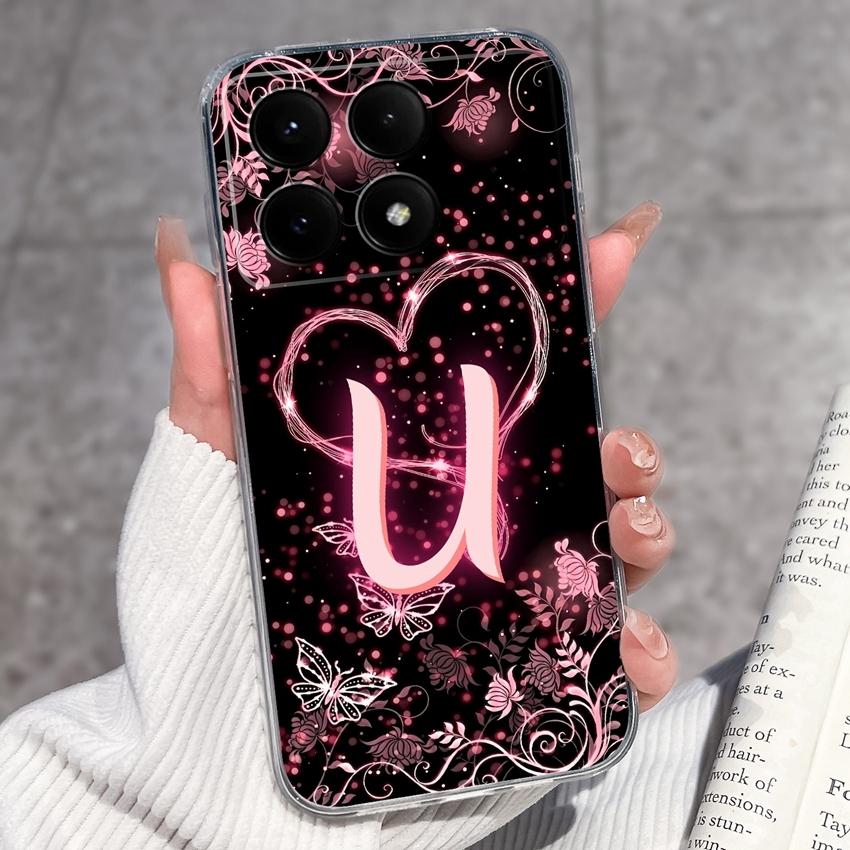Casing For Redmi K70 K80 K60 K50 K40 K30 K20 Pro K70e K60e K90 Pro Max Phone Case Premium Letters Pattern Transparent TPU Back Cover For Redmi Housing