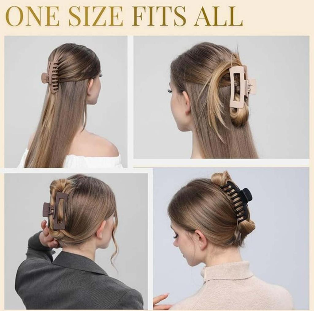 Women's Hair Clips, 4.3 Inch (11.9 cm) Large Hair Clips for Thick & Thin Curly Hair, Large Matte Banana Clips, Strong Hold Jaw C