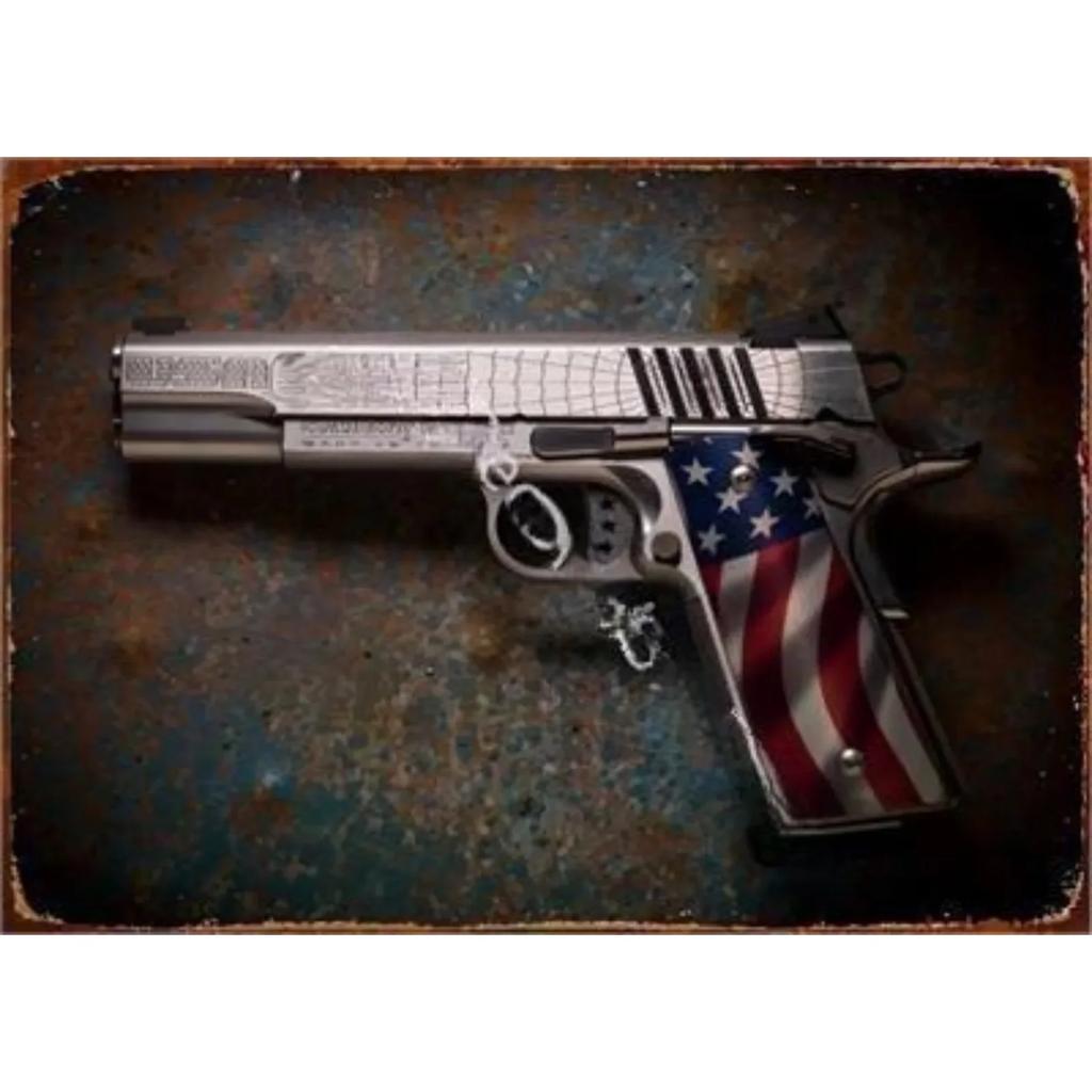 Vintage Neue Pistole HD Zinn Malerei Metall Zeichen Poster Nach Hause Wohnzimmer Bar Club Party Mann Höhle Kunst Wand Dekoration