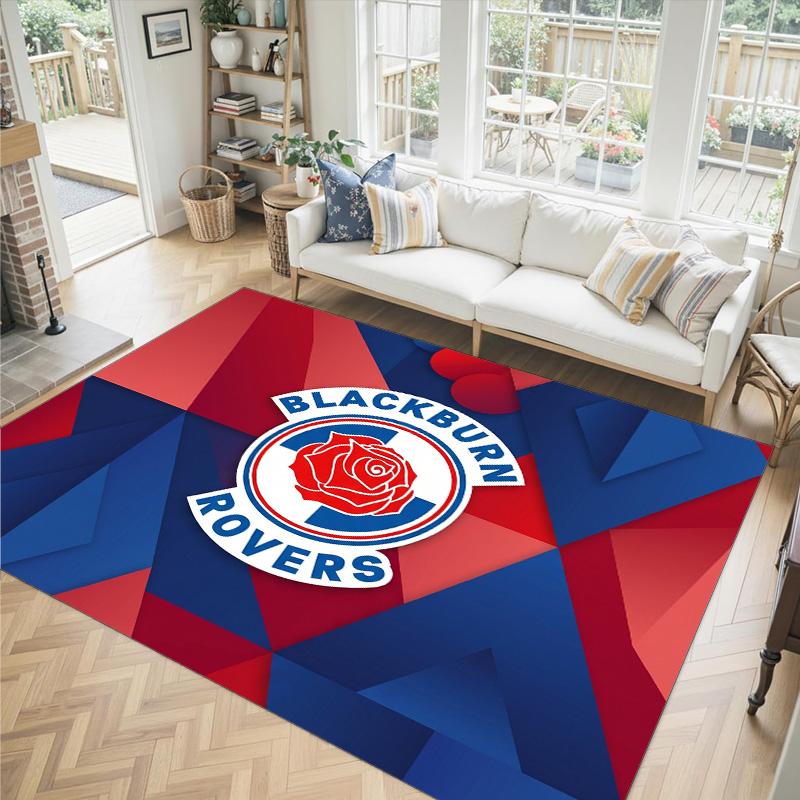 Blackburn Rovers Football Design Crystal Velvet Carpet Cozy Non?Slip Printed Rug For Bedroom Living Room Entrance