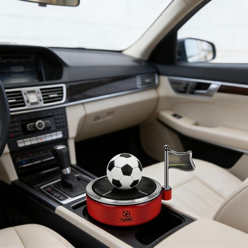 Solar Powered Football Car Air Freshener Perfume Holder With Essential Oil For Stylish Vehicle Decoration And Freshing Scent
