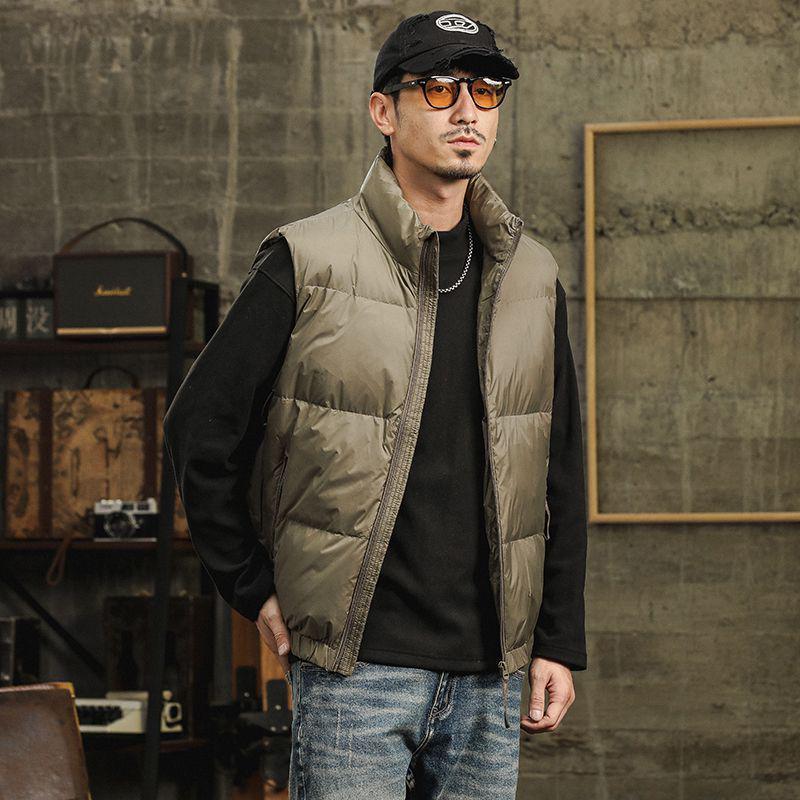 

Men s White Duck Down Lightweight Vest - 2025 Winter Style, Plus Size, Short and Warm 3XL 180-200 kg кавовий