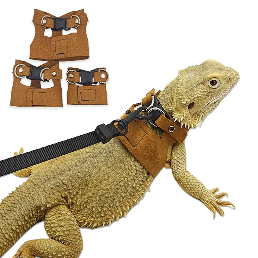 3Pcs Split Lizard Leash Breathable Adjustable Reptile Harness Traction Rope Pet Leash for Bearded Dragon Chameleon Squirrel