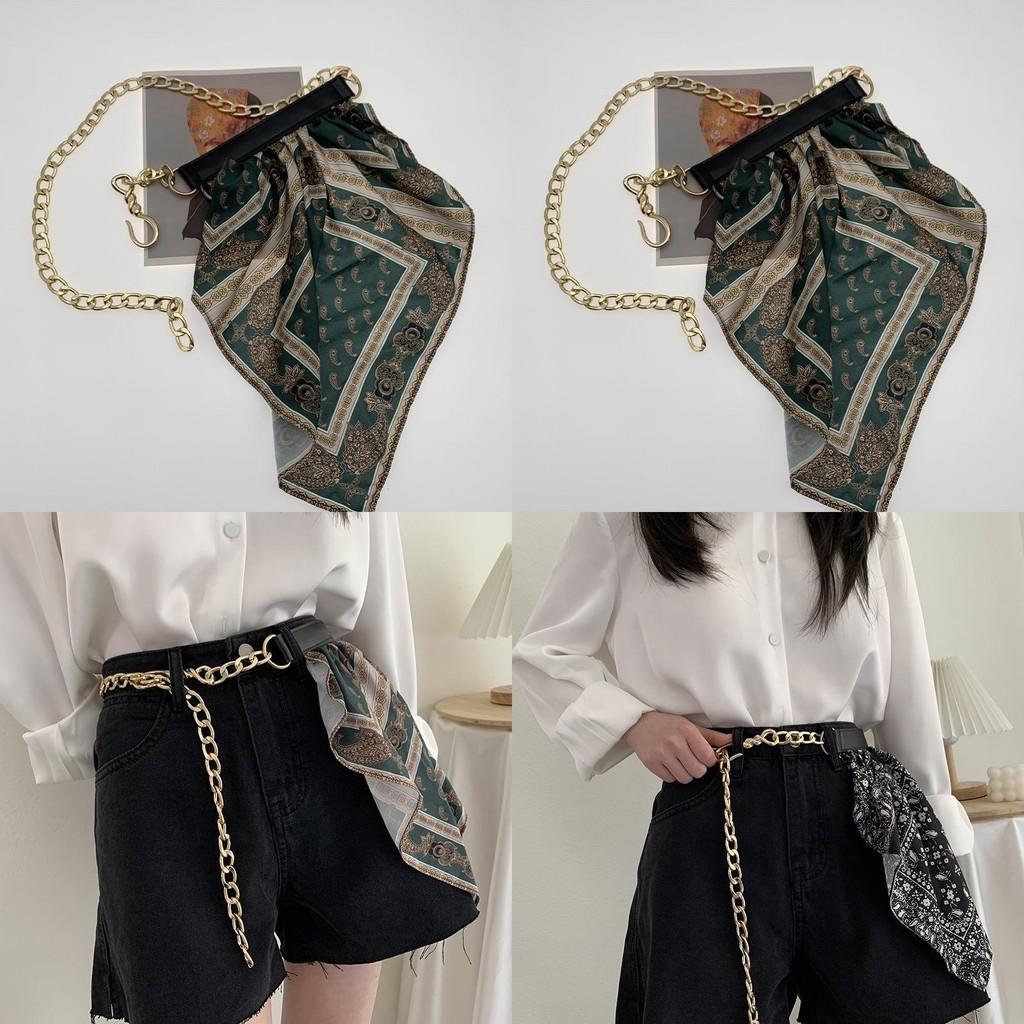 Modern And Stylish Silk Scarf Belt For Women Featuring Metallic Hook And Trendy Design