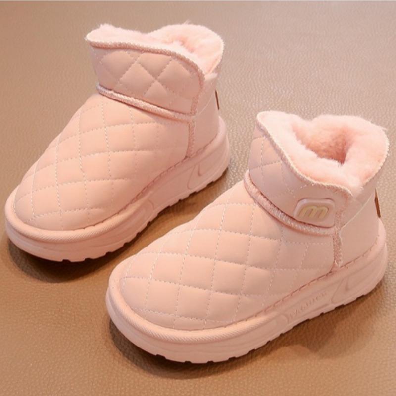Girls' Plush and Thick Snow Boots Children's Warm Cotton Shoes Boys' Black Fur Short Boots