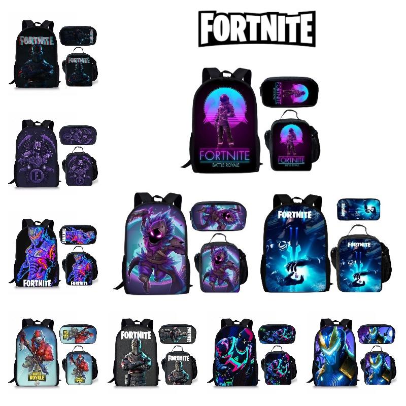 Large Capacity Fortnite Fortress Night Backpack Set Oxford Cloth 20-35l Breathable Waterproof Cartoon Pattern Street Style