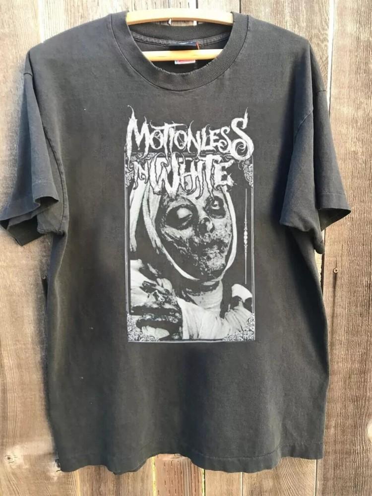 

Motionless In White Band Nun 90s Graphic Charcoal Unisex Tshirt Reprint S5XL Unisex T-Shirt L