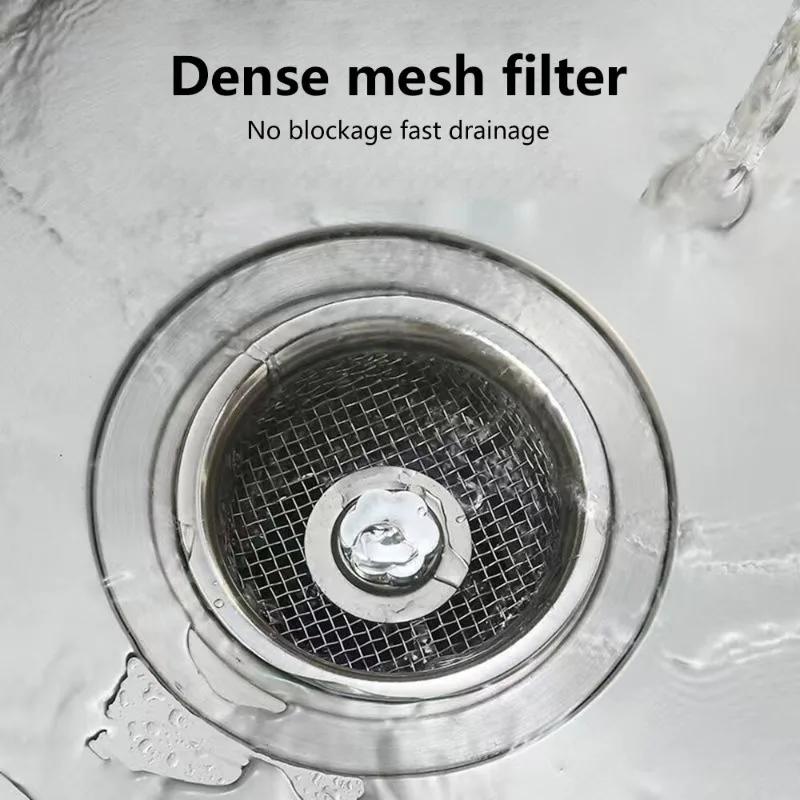 3Pcs Kitchen Water Sink Filter Sink Mesh Strainer Kitchen Stainless Steel Sink Strainer Bathroom Floor Drain Cover Cleaning Tools
