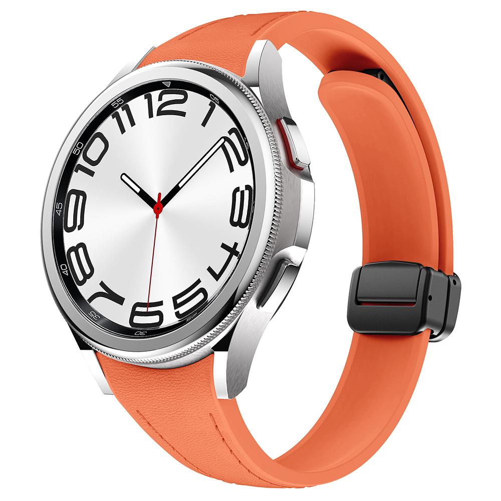 

For Samsung Watch FE 40mm/Watch4 Classic Active/Watch 5/Watch6 Classic Magnetic Buckle Leather+Silicone Strap As shown Q