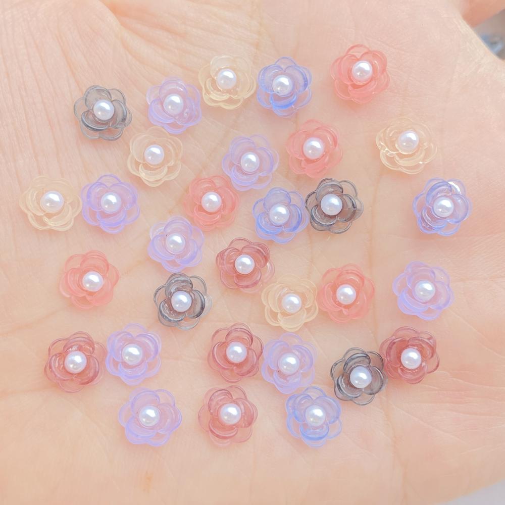 50Pcs Mixed Nail Art Resin Colorful Bead Flower Series Charms Rhinestones DIY Craft For Nail 3D Decorations Jewelry