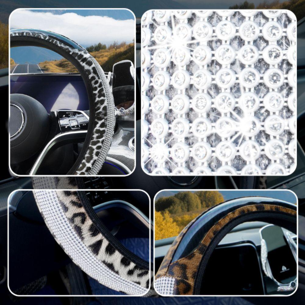 High-End Leopard-Print Leather Car Steering Wheel Cover Interior Car Accessories