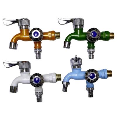 Dual Control Double Outlet Water Tap 1/2" Universal Interface Plastic Faucet Home Bathroom Hose Irrigation Quick Connector